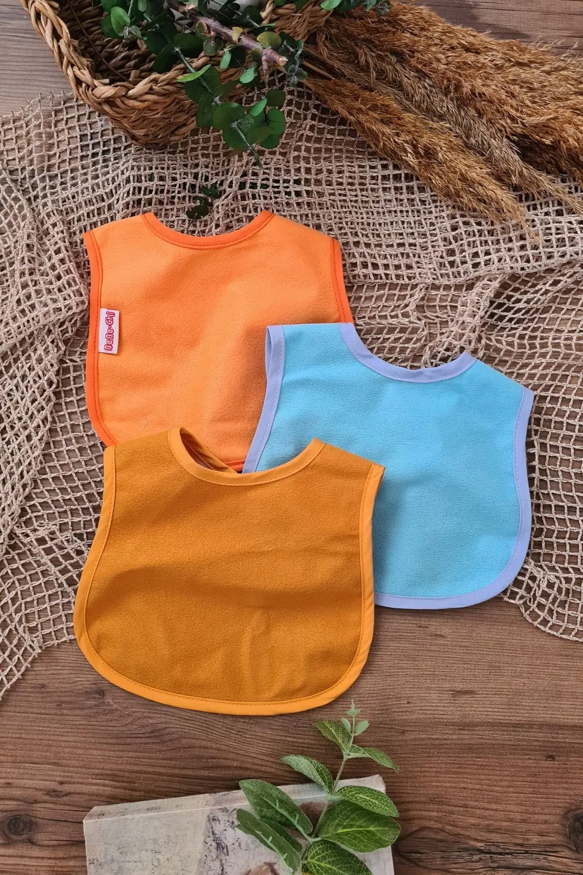 3lü Unisex Sıvı Geçirmez Unisex Bebek Mama Önlüğü