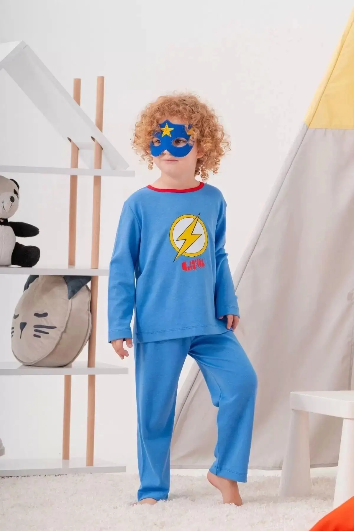 Heros Çanta Ve Maskeli Erkek Çocuk Pijama Takımı Koyu Mavi 4-7 Yaş