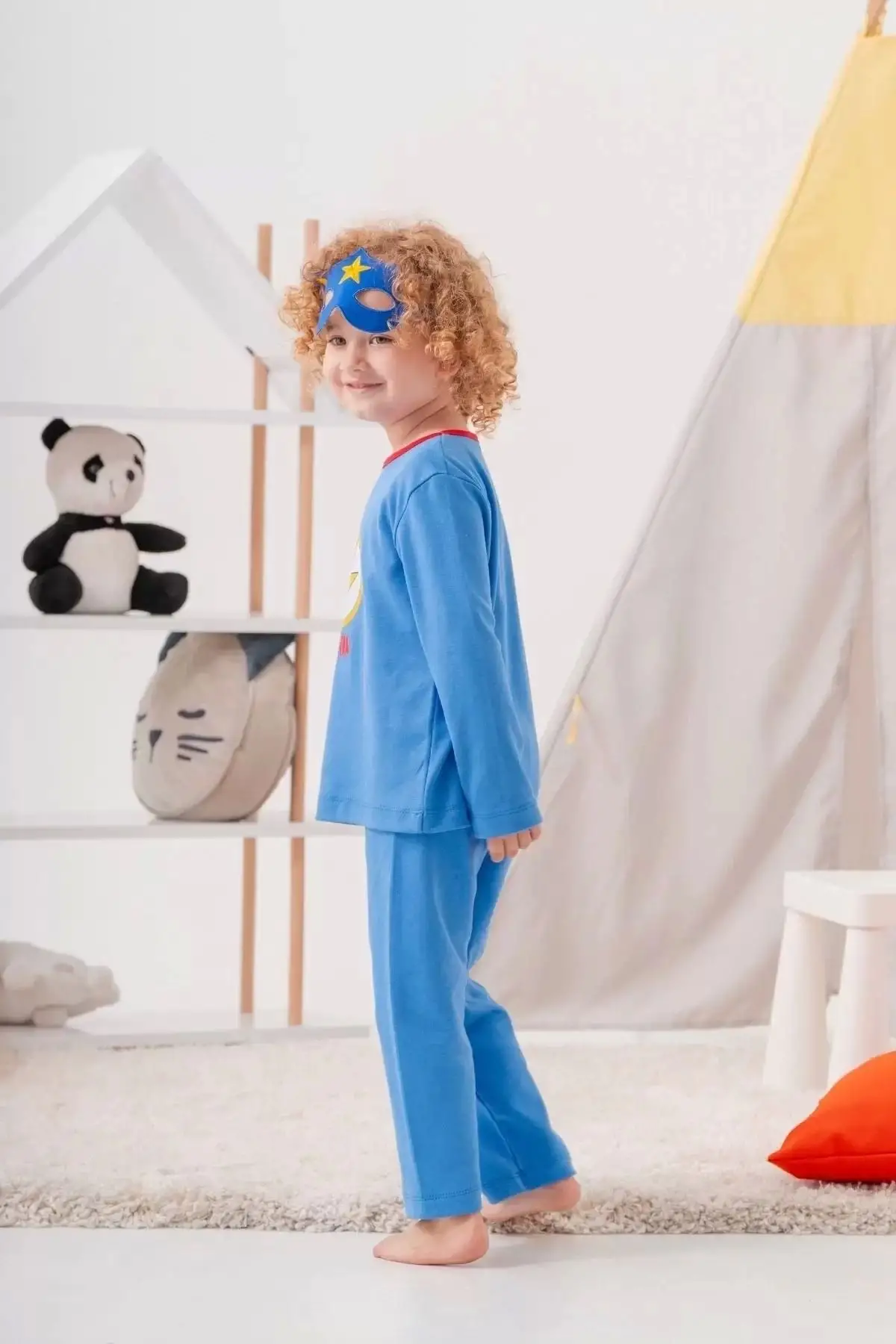 Heros Çanta Ve Maskeli Erkek Çocuk Pijama Takımı Koyu Mavi 4-7 Yaş