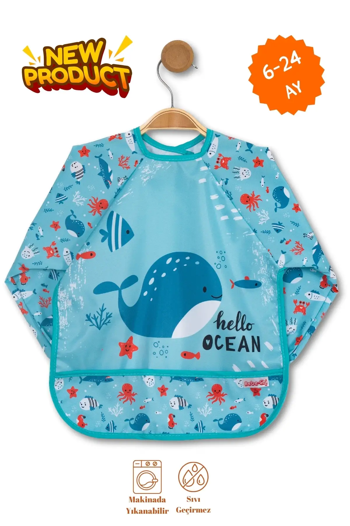 Balina 6-24 Ay Cepli Uzun Kollu Aktivite Hobi Mama Önlüğü