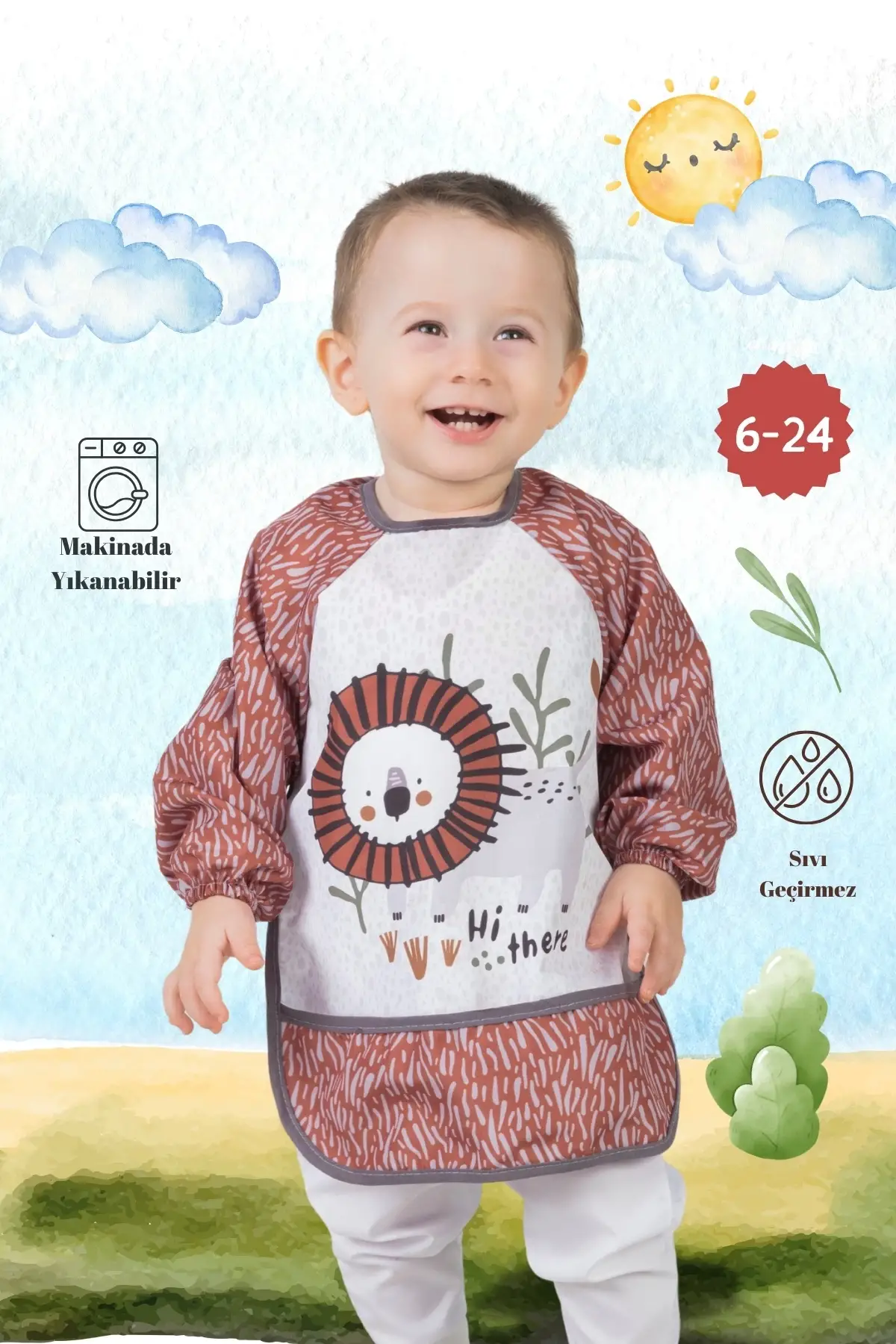 ASLAN DESEN SIVI GEÇİRMEZ AKTİVİTE VE MAMA ÖNLÜĞÜ 6-24 AY