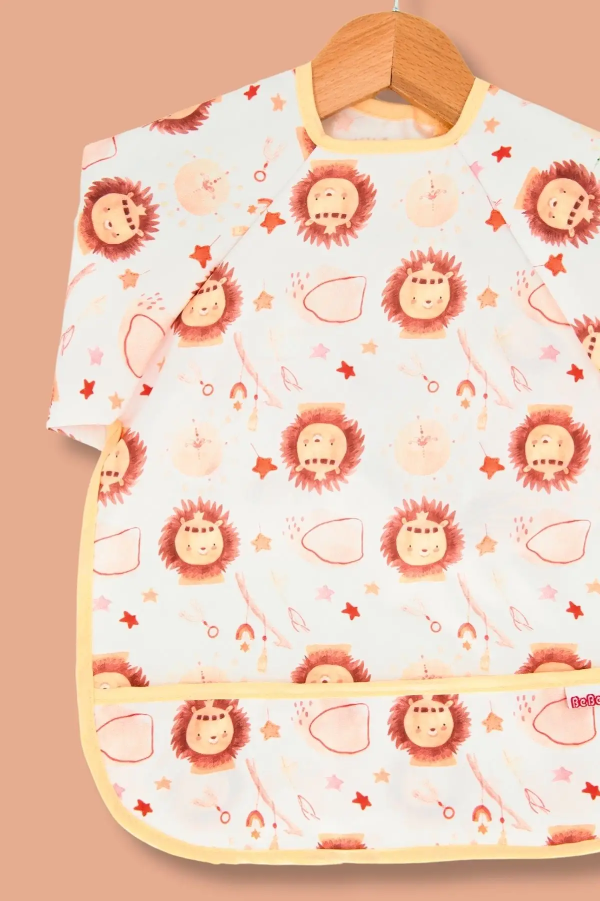 Bohem Lion Uzun Kollu Bebek Mama Önlüğü Sıvı Geçirmez 6-24 Ay