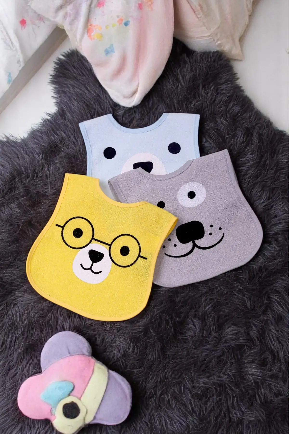 Bear Desenli 3lü Sıvı Geçirmez Bebek Mama Önlüğü 0-18 Ay