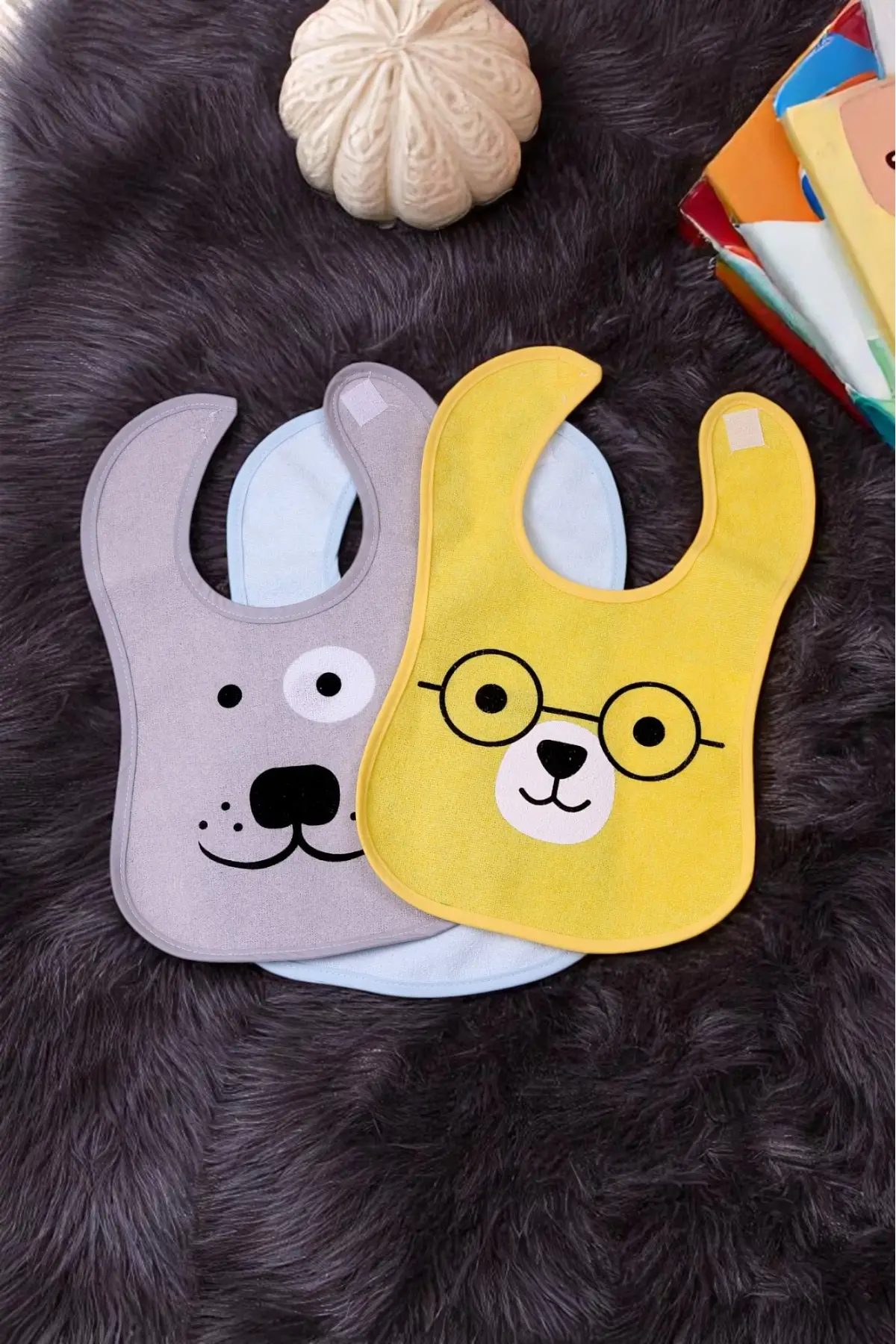 Bear Desenli 3lü Sıvı Geçirmez Bebek Mama Önlüğü 0-18 Ay