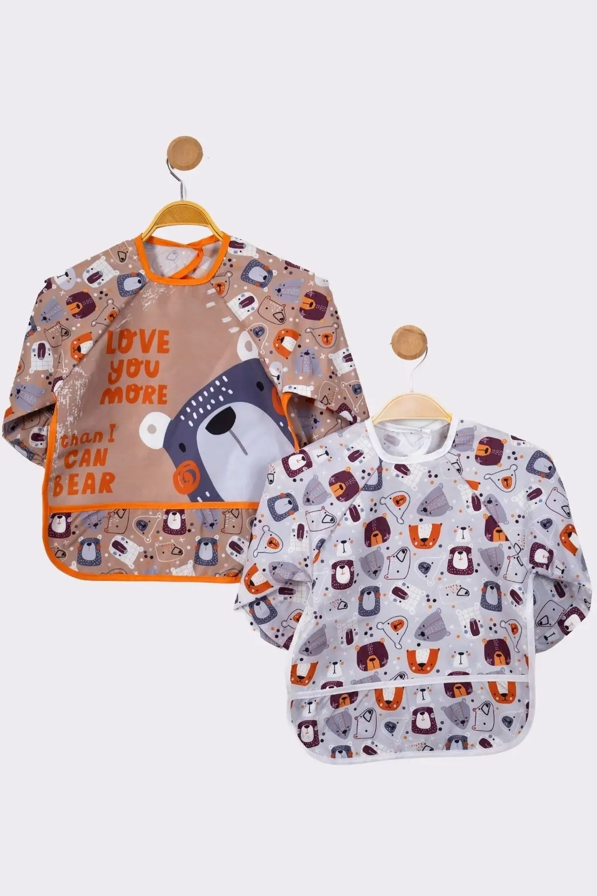 Bears Desenli 2li Kombin Kollu Mama Önlüğü