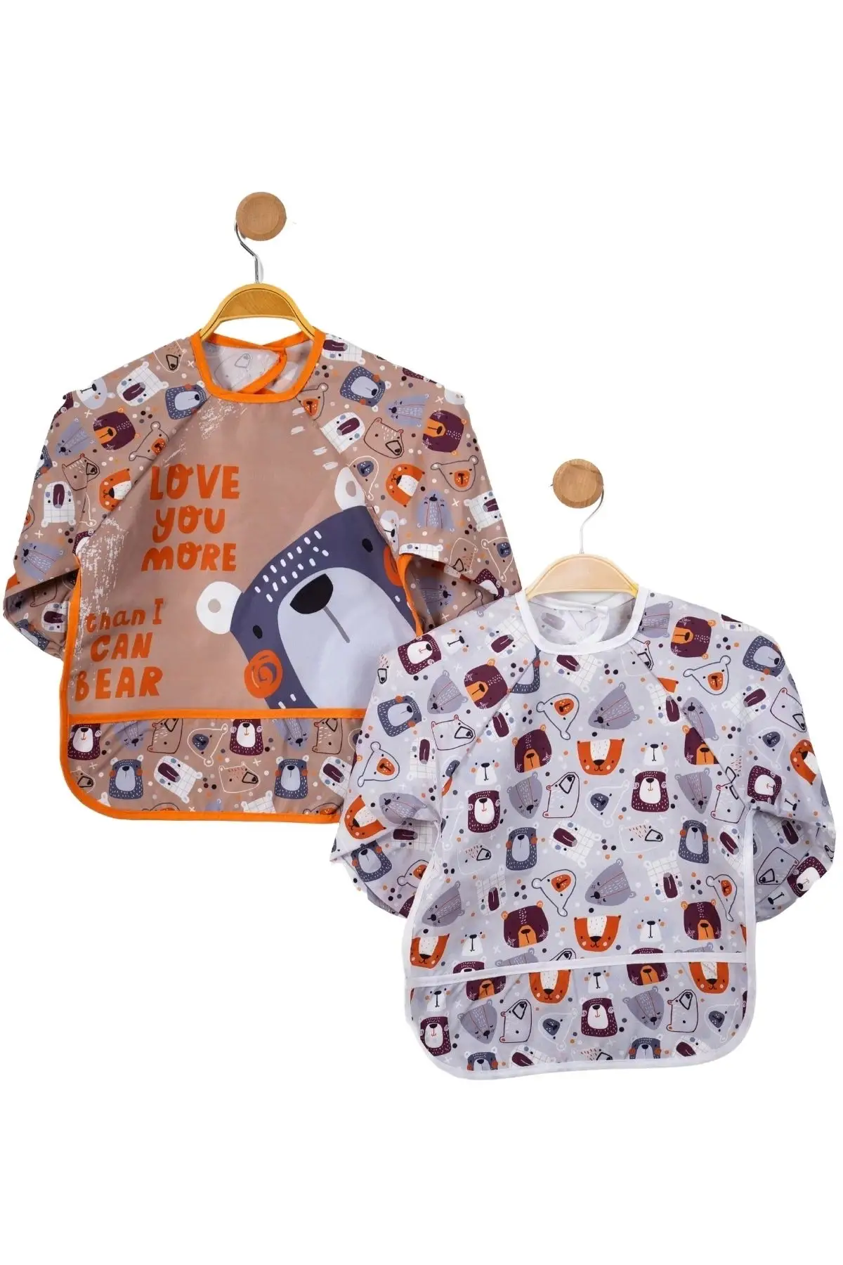 Bears Desenli 2li Kombin Kollu Mama Önlüğü