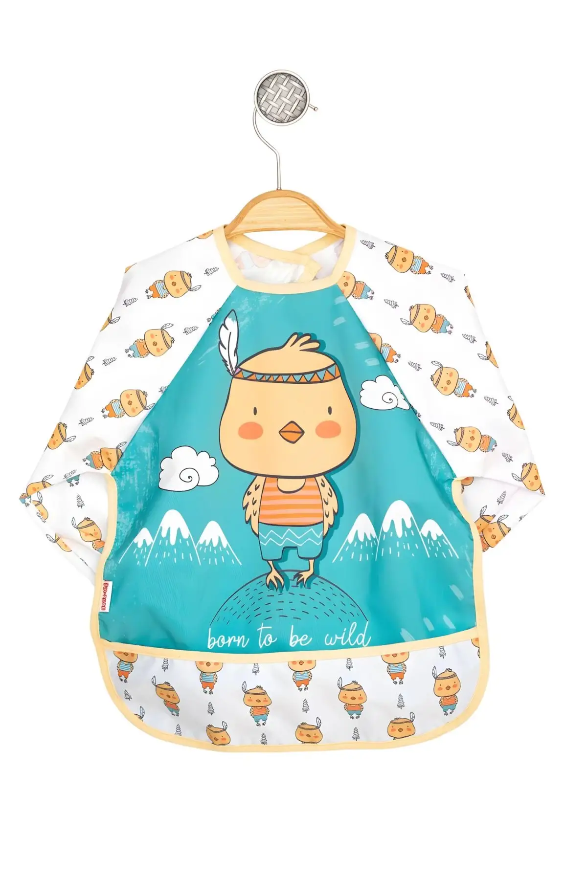 Civciv Desenli Sıvı Geçirmez Uzun Kollu Unisex Bebek Mama ve Aktivite Önlüğü 6-24 Ay