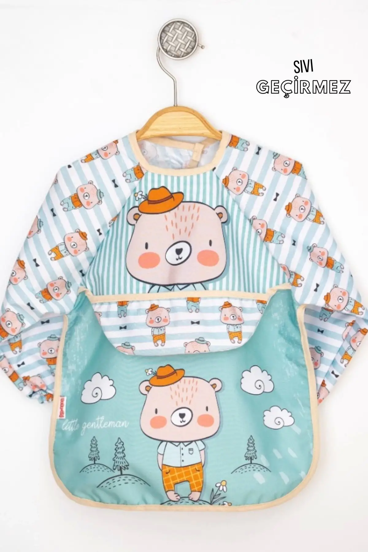 Bear Giyilebilir Sıvı Geçirmez Uzun Kol Mama ve Aktivite Önlüğü