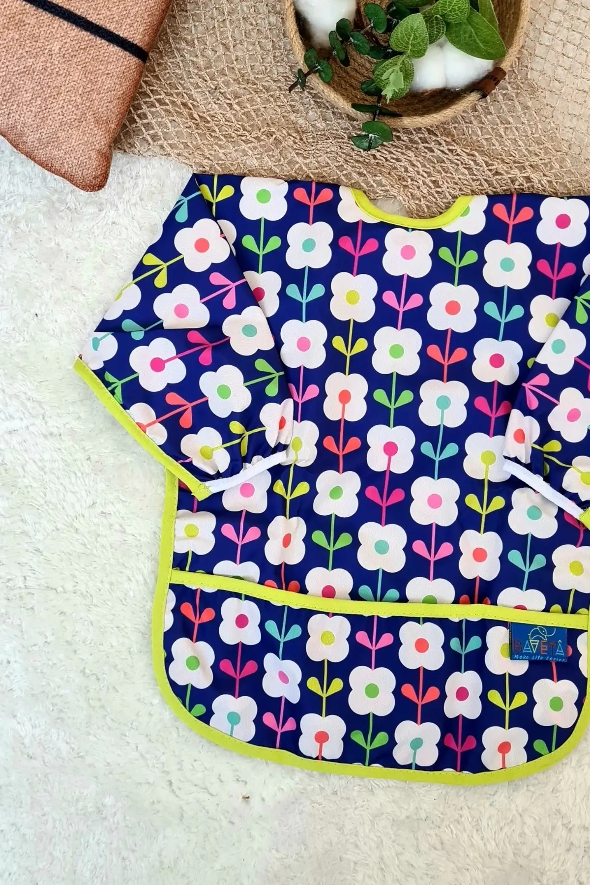 Colourfur Desenli Sıvı Geçirmez Unisex Aktivite ve Mama Önlüğü 6-24 Ay