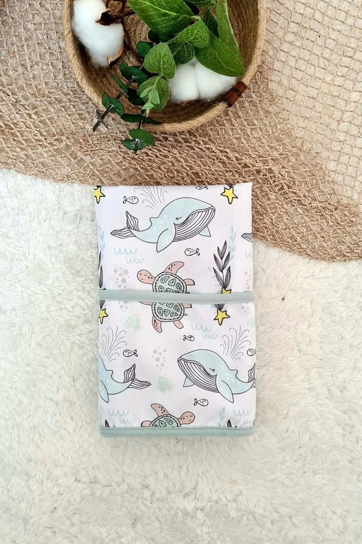 Dolphine Desenli Sıvı Geçirmez Unisex Aktivite Ve Mama Önlüğü 6-24 Ay