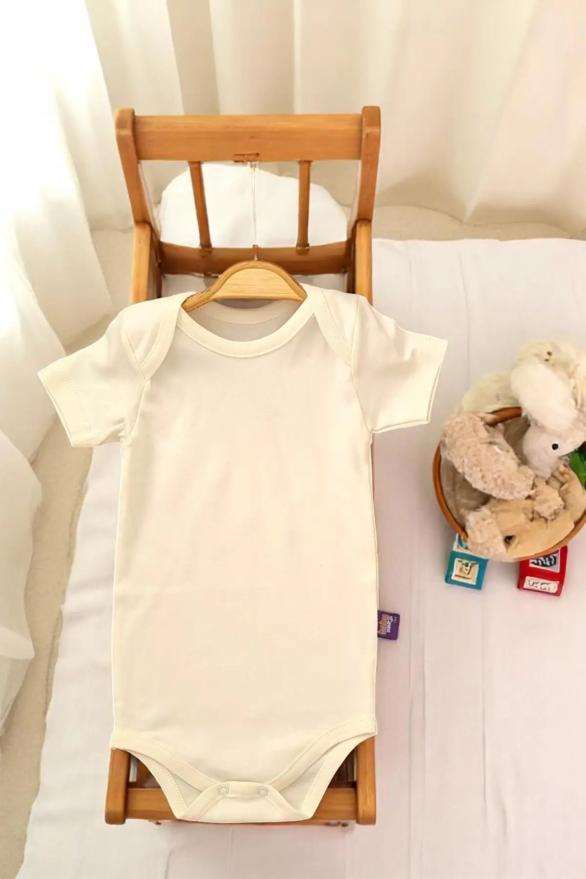 Düz Yarım Kol % 100 Pamuk Unisex 3lü Bebek Body