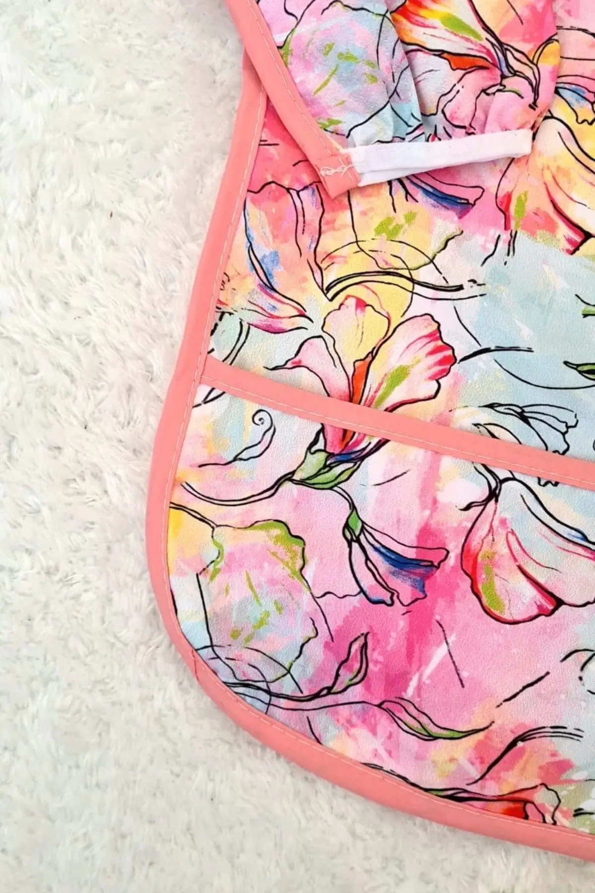 Ebru Desenli Sıvı Geçirmez Unisex Aktivite ve Mama Önlüğü 6-24 Ay