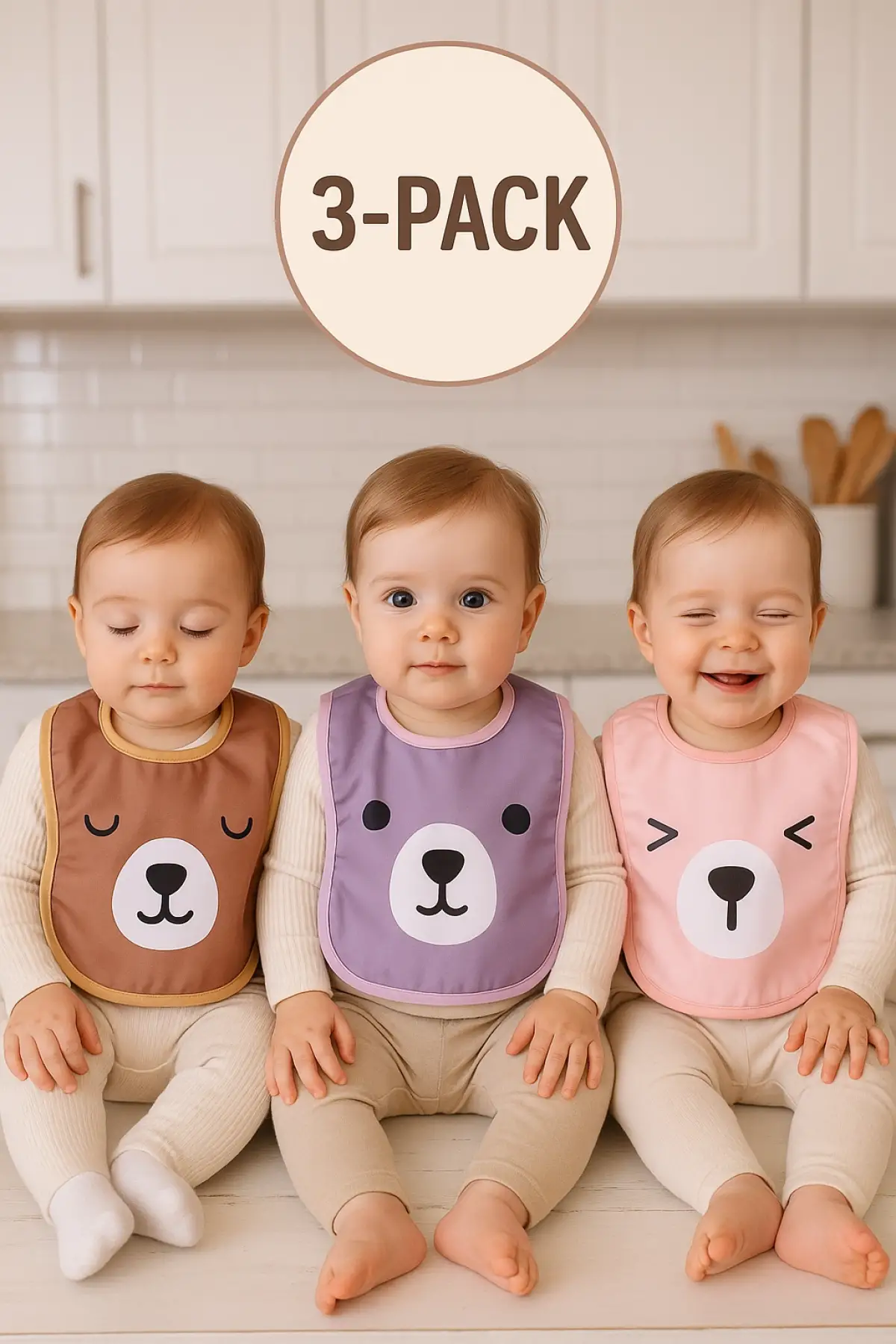 Emoji 3lü Kız Sıvı Geçirmez Bebek Mama Önlüğü 0-18 Ay