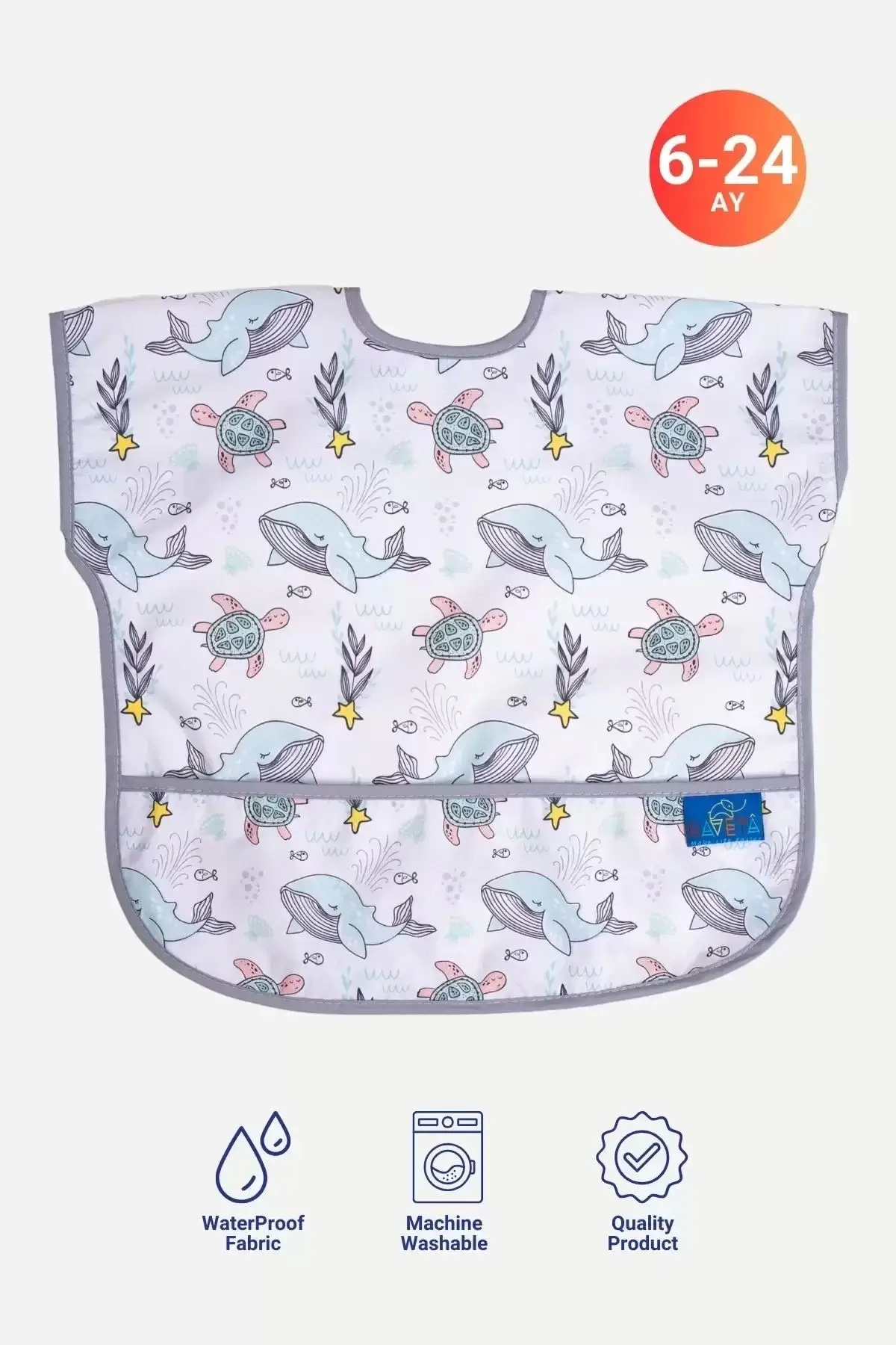 Dolphin Kolsuz Sıvı Geçirmez Aktivite Ve Mama Önlüğü 6-24 Ay