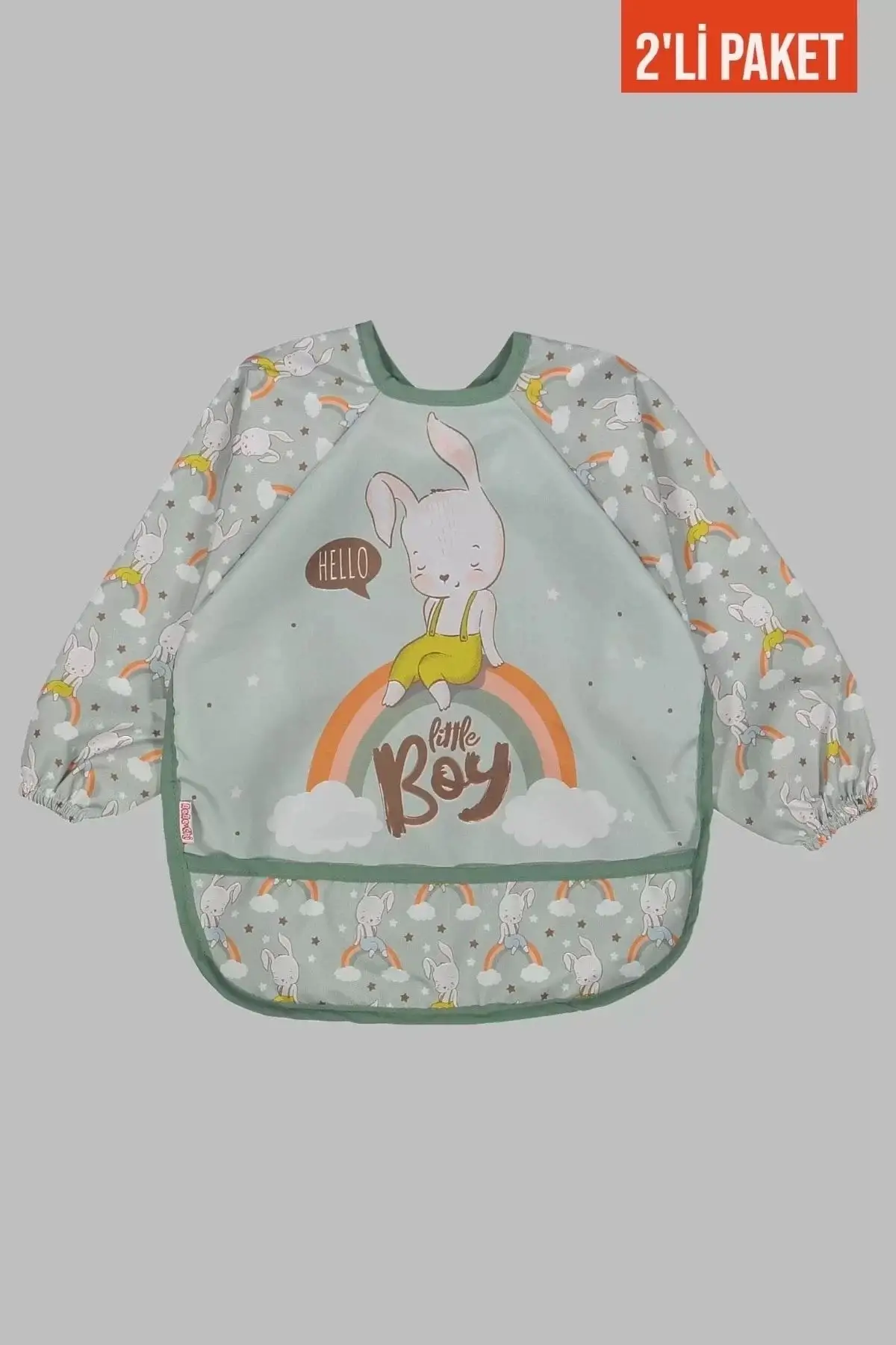 Giyilebilir Kollu Sıvı Geçirmez Mama ve Aktivite Önlüğü 6-24 Ay - Civciv-Tavşan