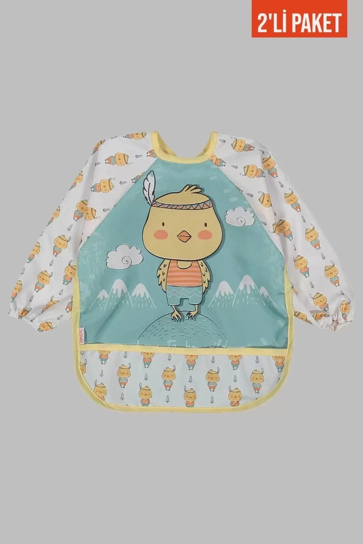 Giyilebilir Kollu Sıvı Geçirmez Mama ve Aktivite Önlüğü 6-24 Ay - Civciv-Tavşan