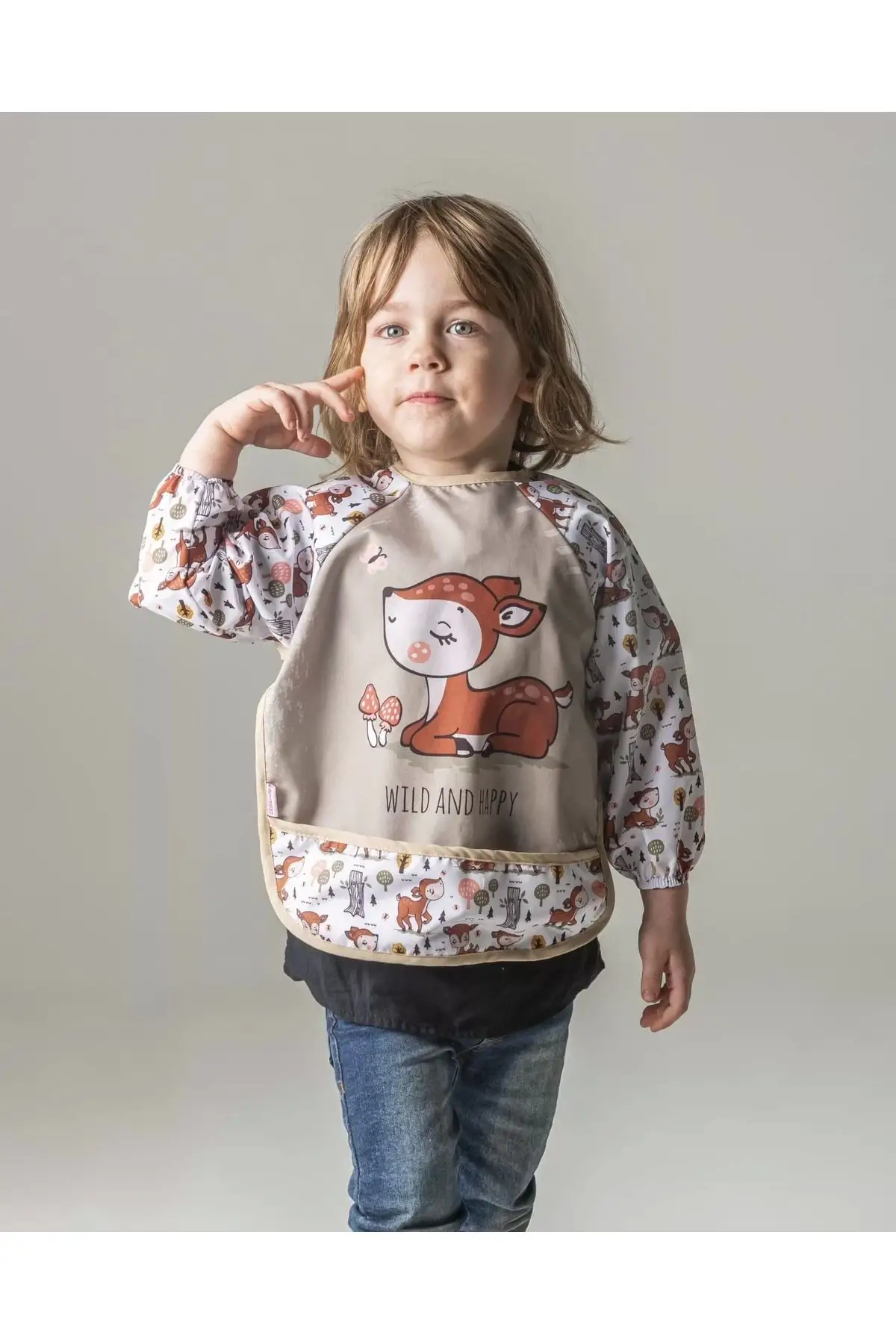 Hayvan Figürlü Sıvı Geçirmez 4lü Paket Uzun Kollu Mama Önlüğü