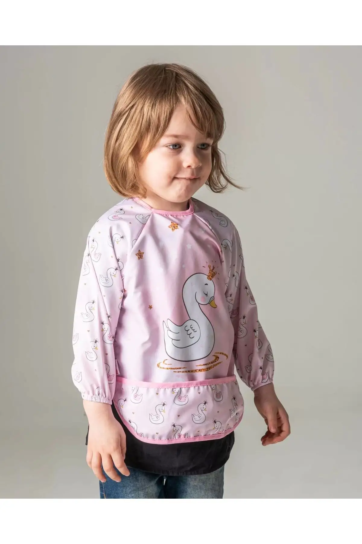 Hayvan Figürlü Sıvı Geçirmez 4lü Paket Uzun Kollu Mama Önlüğü