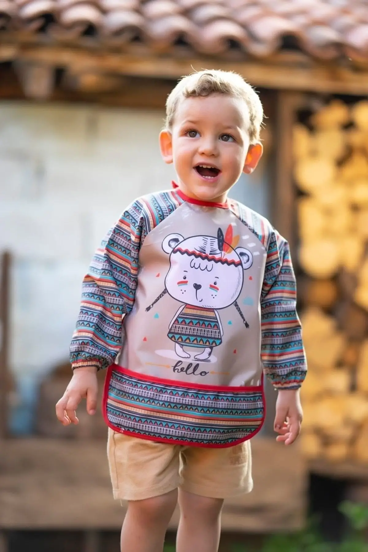 Hello Apaçhi Giyilebilir Kollu Sıvı Geçirmez Bebek Mama Önlüğü 6-24 Ay