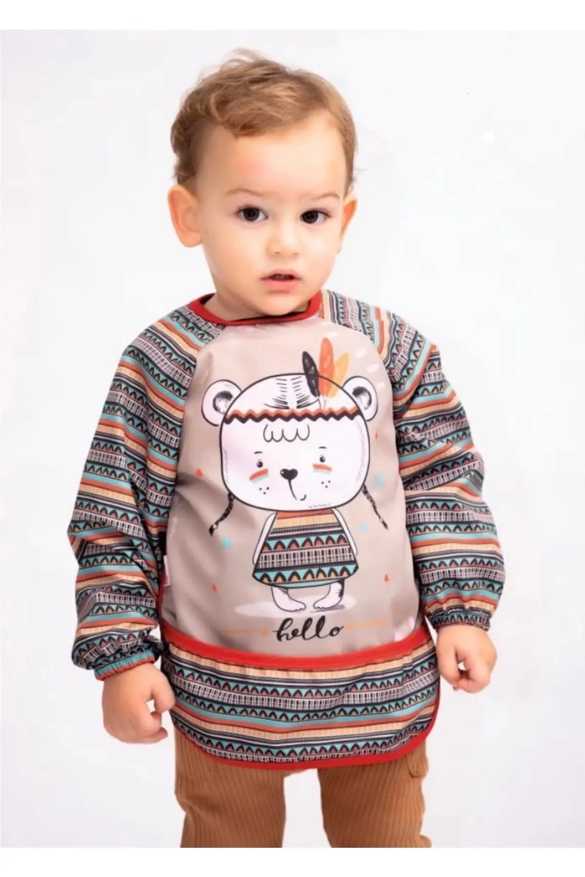 Hello Apaçhi Giyilebilir Kollu Sıvı Geçirmez Bebek Mama Önlüğü 6-24 Ay