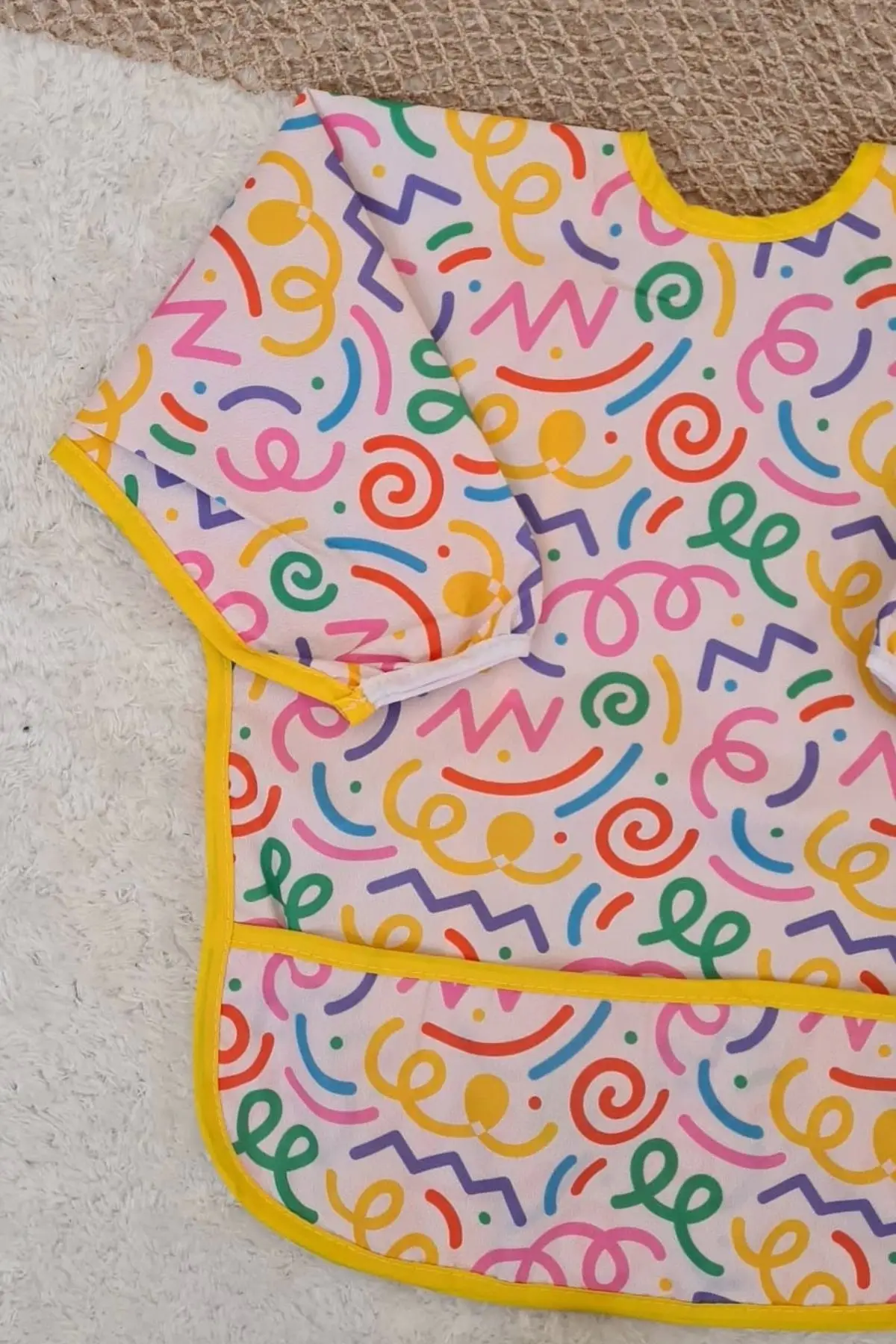 Melin Desenli Sıvı Geçirmez Unisex Aktivite ve Mama Önlüğü 6-24 Ay