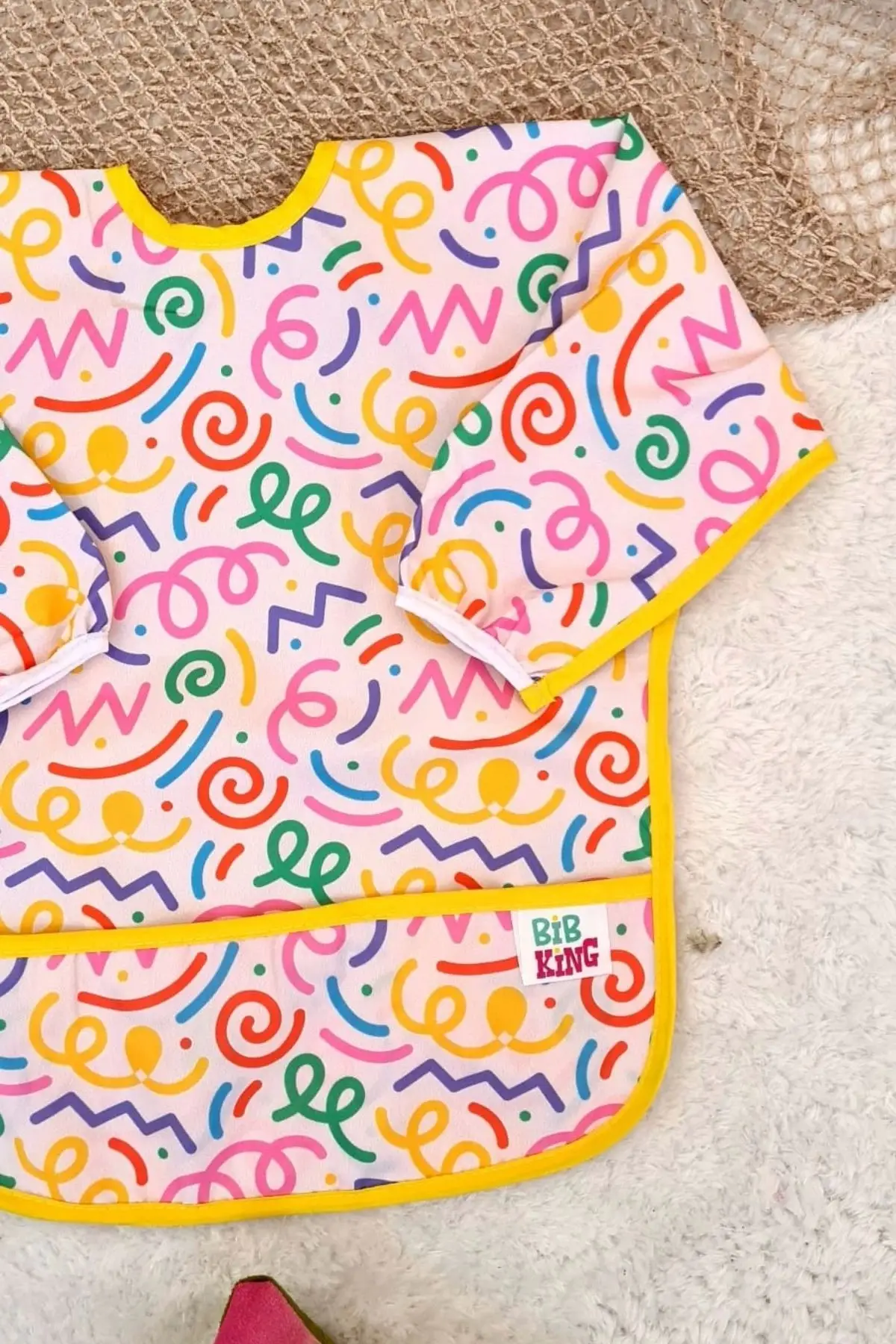 Melin Desenli Sıvı Geçirmez Unisex Aktivite ve Mama Önlüğü 6-24 Ay