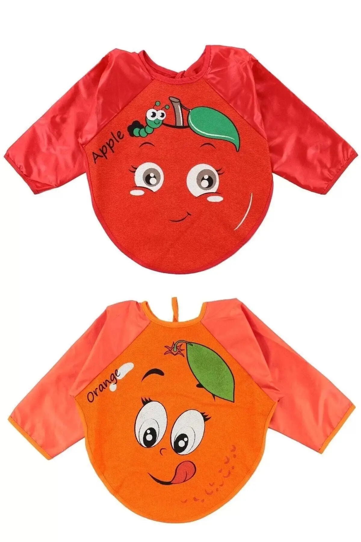 Mevye Desenli Giyilebilen Bebek Önlüğü Elma - Portakal