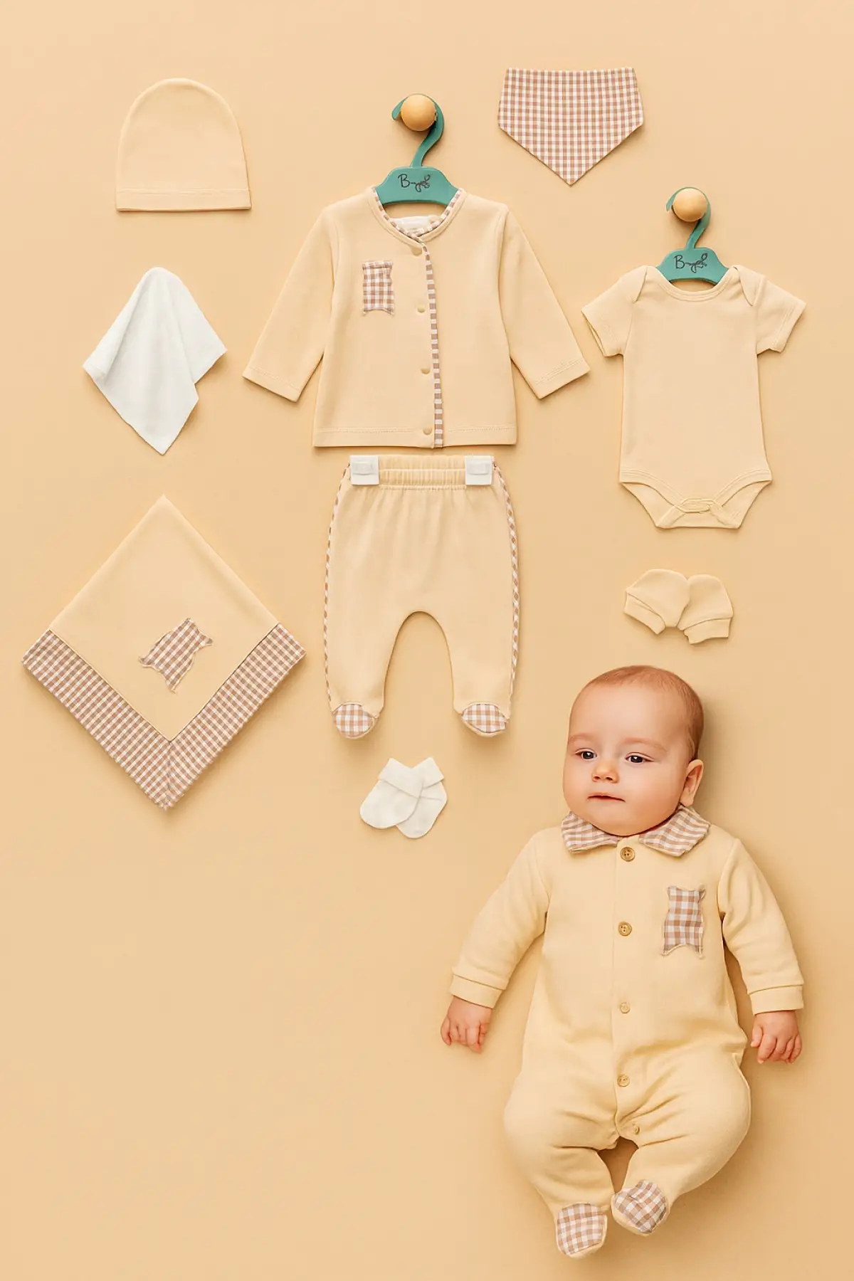 Pitikareli % 100 Pamuk 10lu Erkek Bebek Hastane Çıkış Seti 0-3 Ay