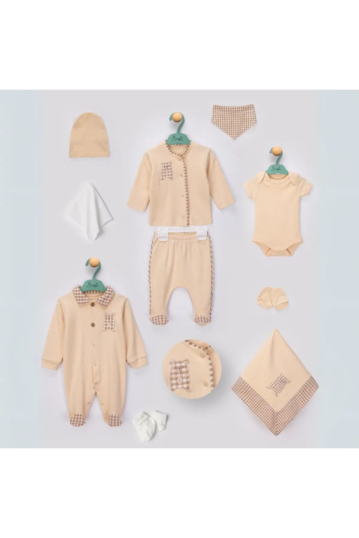 Pitikareli % 100 Pamuk 10lu Erkek Bebek Hastane Çıkış Seti 0-3 Ay