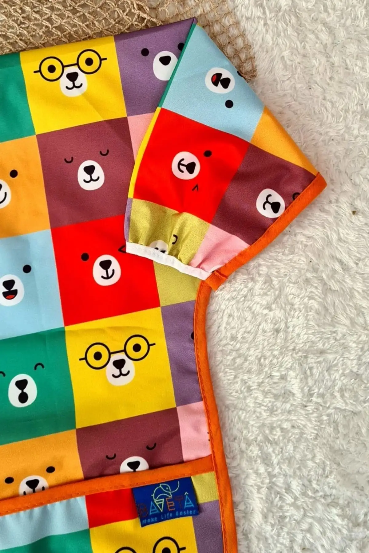 SAFARİ ve KARE AYILAR Desenli 2li Paket Sıvı Geçirmez Unisex Aktivite ve Mama Önlüğü 6-24 Ay