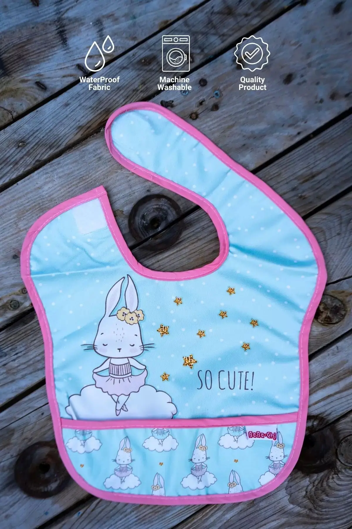 So Cute Desenli 2li Sıvı Geçirmez Kolsuz Bebek Mama Önlüğü 0-12 Ay