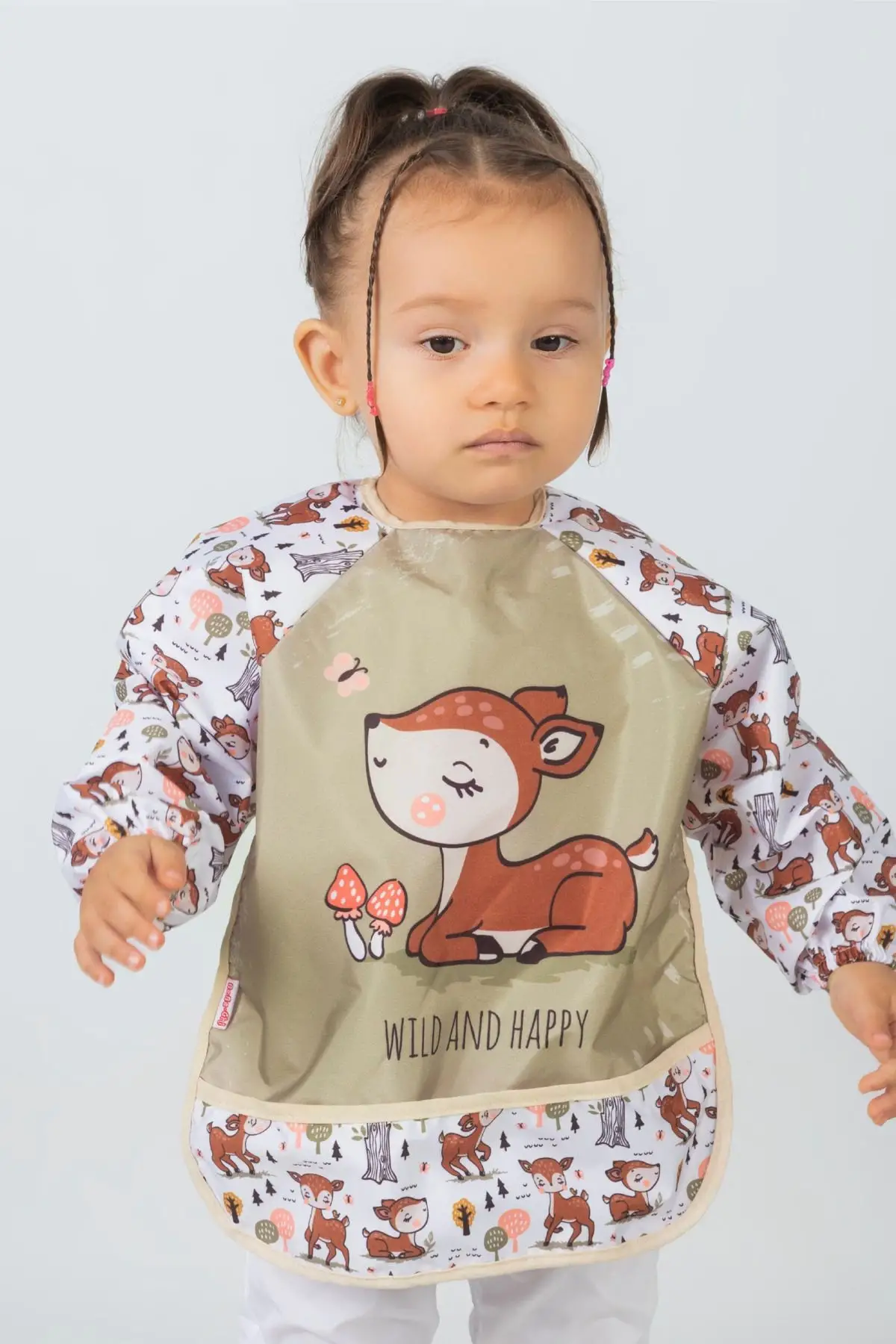 Giyilebilir Kollu Sıvı Geçirmez Mama ve Aktivite Önlüğü 6-24 Ay - Karaca-Bear