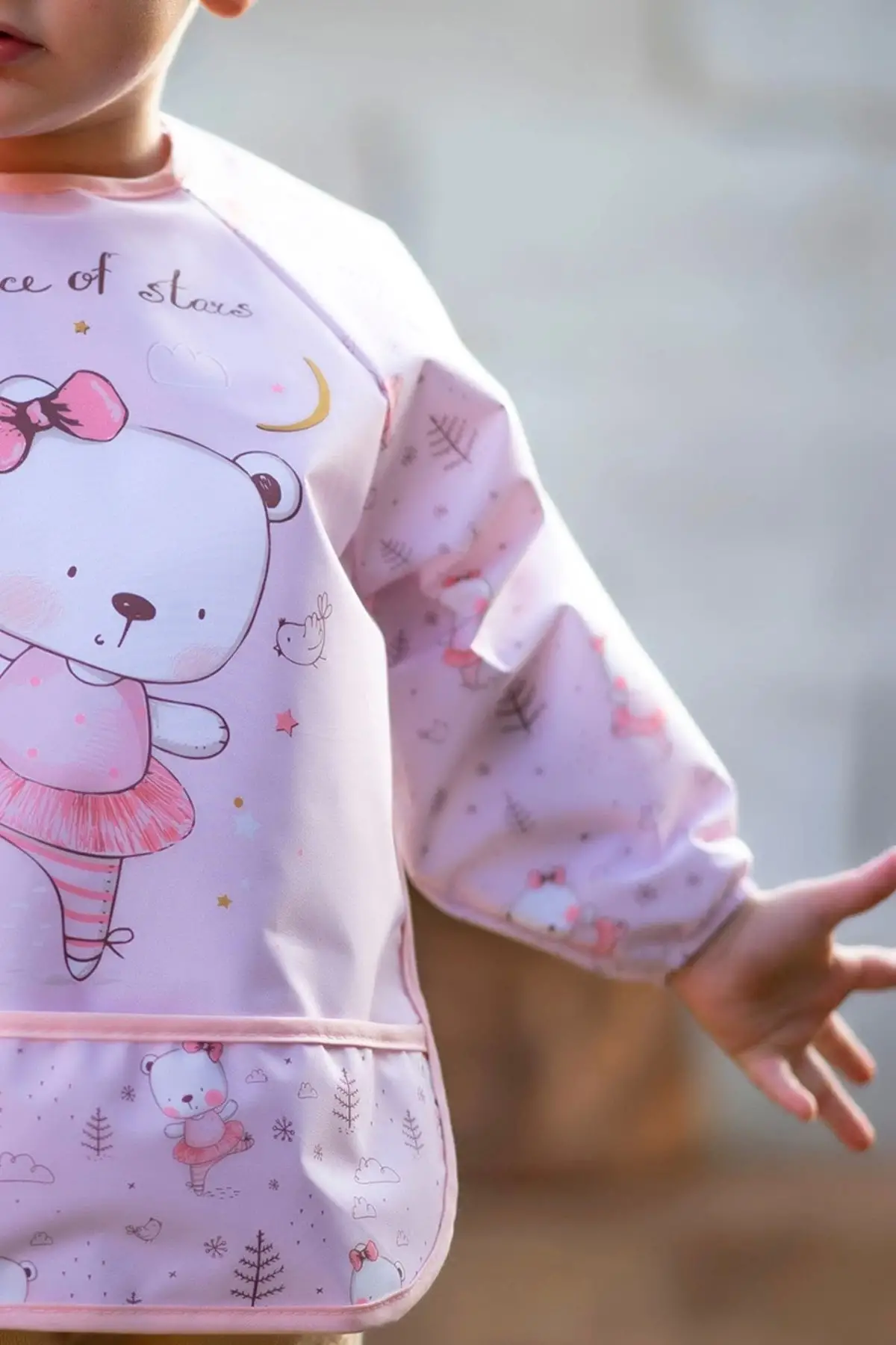 Giyilebilir Kollu Sıvı Geçirmez Mama ve Aktivite Önlüğü 6-24 Ay - Bear-Unicorn