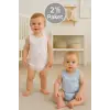 Bear Desenli 2li Paket % 100 Pamuk Erkek Bebek Askılı Body Seti