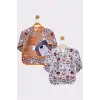 Bears Desenli 2li Kombin Kollu Mama Önlüğü