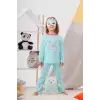 Deniz Kızı Desenli Çanta ve Maskeli % 100 Pamuk Kız Çocuk Pijama Takımı