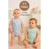 Deniz Yıldız Desenli 2li Paket % 100 Pamuk Erkek Bebek Askılı Body Seti