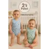 Deniz Yıldız Desenli 2li Paket % 100 Pamuk Erkek Bebek Askılı Body Seti