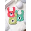 Emoji Desenli 3lü Bebek Mama ve Aktivite Önlüğü 0-12 Ay