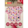 Flower Desenli Sıvı Geçirmez Unisex Aktivite ve Mama Önlüğü 6-24 Ay