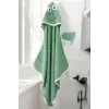 Kurbağa Nakışlı Unisex Şapka Ve Keseli Bebek Banyo Havlusu