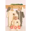 Leopar Desenli % 100 Pamuklu Kız Bebek 4lü Tulum Seti 0-6 Ay