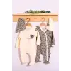 Leopar Desenli % 100 Pamuklu Kız Bebek 4lü Tulum Seti 0-6 Ay