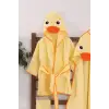 Ördek Figürlü 4 Parça Unisex Bornoz Seti 2-3 Yaş