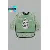 Panda Desenli Sıvı Geçirmez Uzun Kollu Unisex Bebek Mama ve Aktivite Önlüğü 6-24 Ay