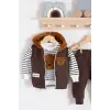 Erkek Bebek 3lü Pelüş Ayıcık Nakışlı Eşofman Takımı - Kapüşonlu Yelekli