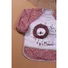 Safari Aslan Desenli Sıvı Geçirmez Uzun kol Unisex Mama ve Aktivite Önlüğü 6-24 Ay