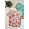 SAFARİ ve GRAFFE Desenli 2li Paket Sıvı Geçirmez Unisex Çocuk Aktivite ve Mama Önlüğü 6-24 Ay