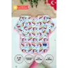 Unicorn Pembe Desenli Sıvı Geçirmez Kız Aktivite ve Mama Önlüğü 6-24 Ay