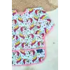 Unicorn Pembe Desenli Sıvı Geçirmez Kız Aktivite ve Mama Önlüğü 6-24 Ay